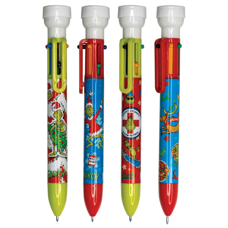 Grinch 6 Color Pens With Stamper