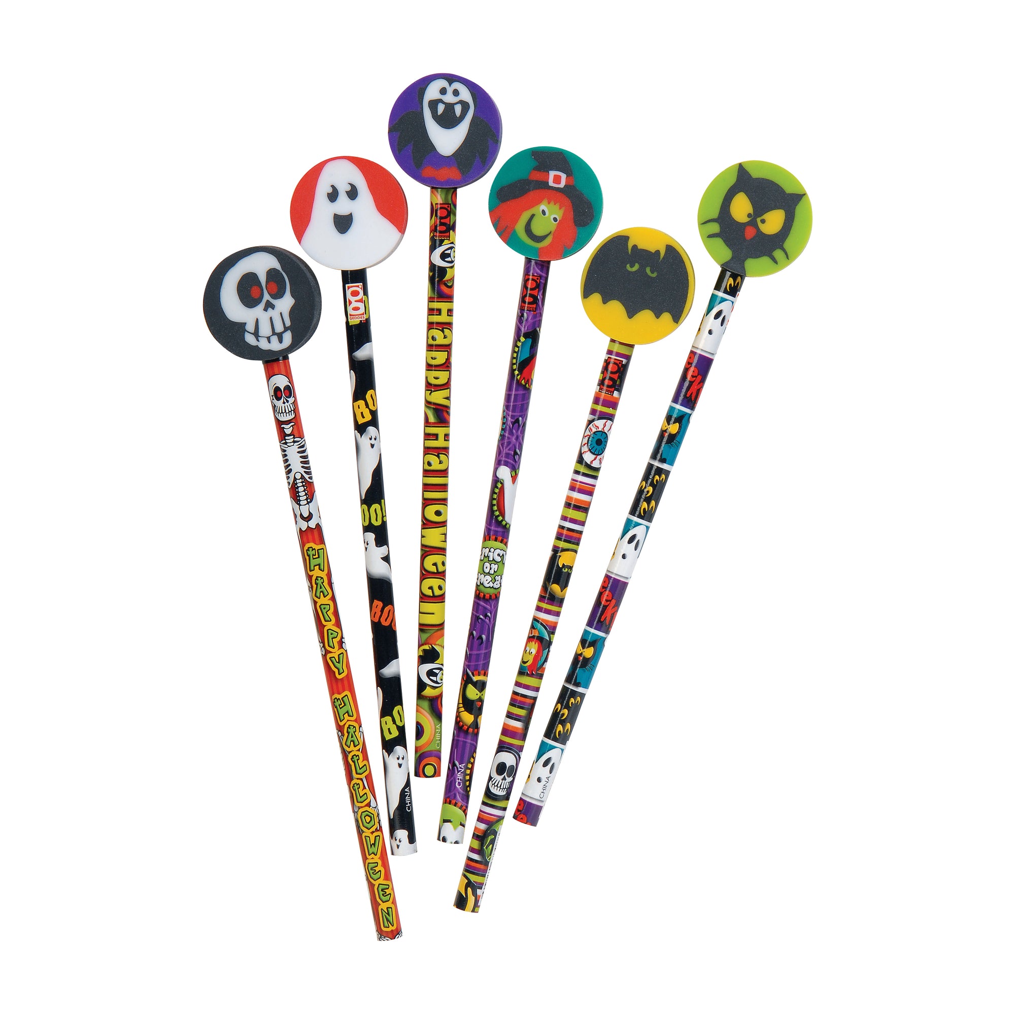 Boo Buddies Pencils With Giant Erasers - 36 per tub