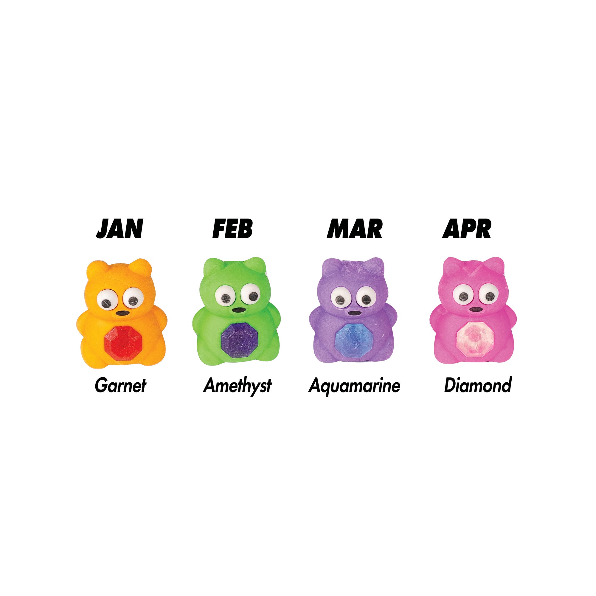 Squishy Birthstone Bear Eraser Friends - 36 per display