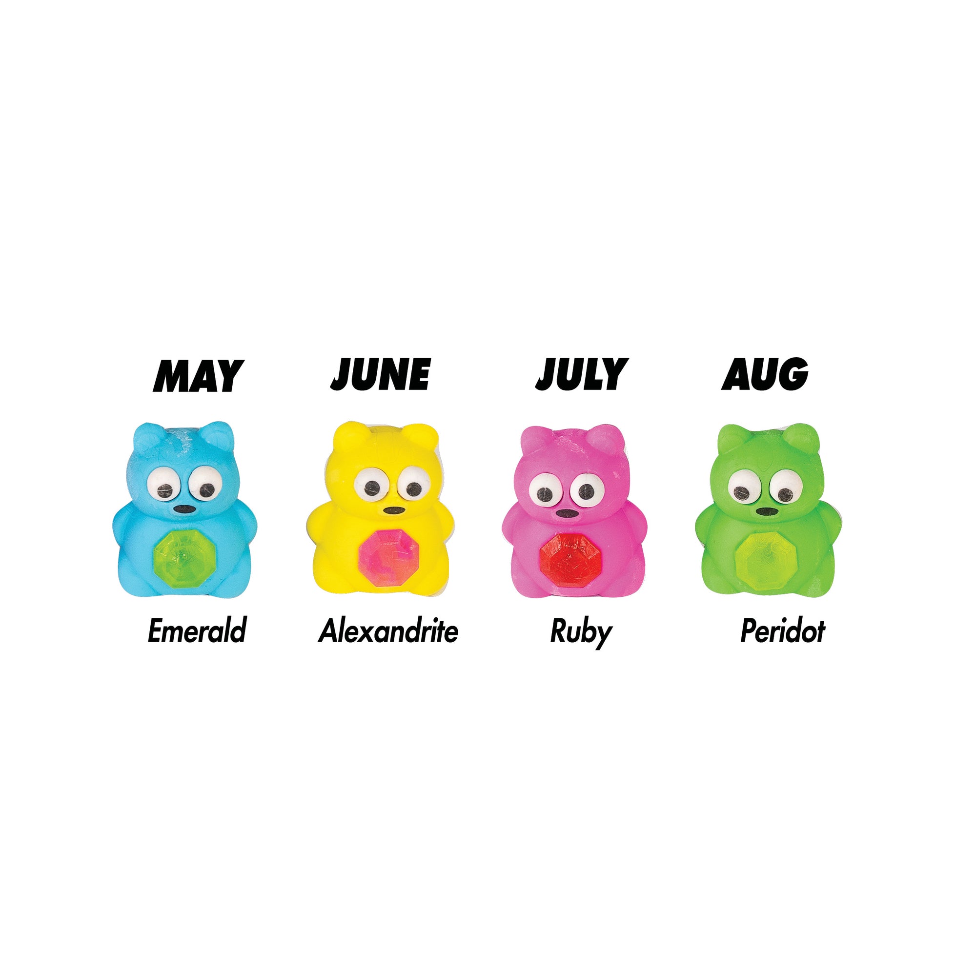 Squishy Birthstone Bear Eraser Friends - 36 per display