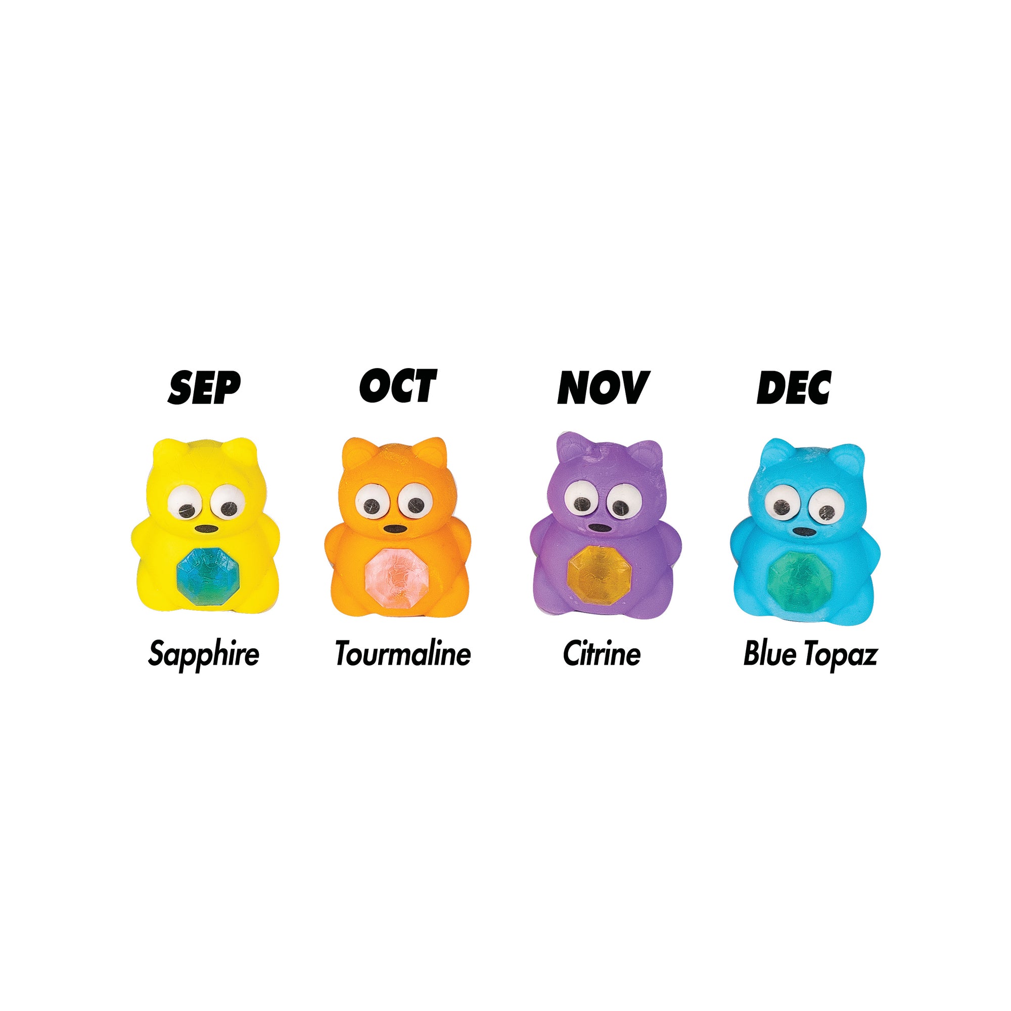 Squishy Birthstone Bear Eraser Friends - 36 per display