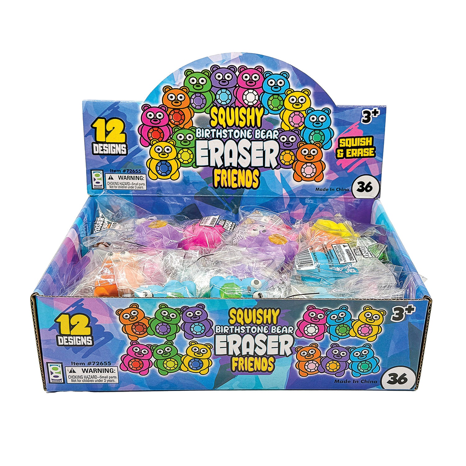 Squishy Birthstone Bear Eraser Friends - 36 per display