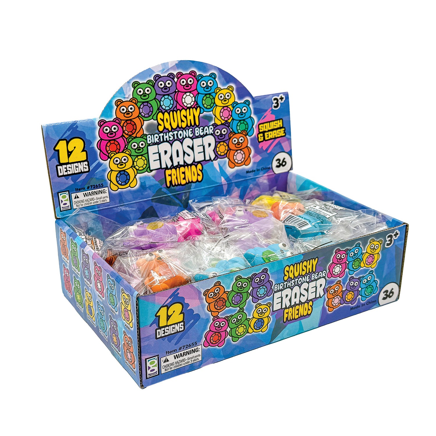 Squishy Birthstone Bear Eraser Friends - 36 per display