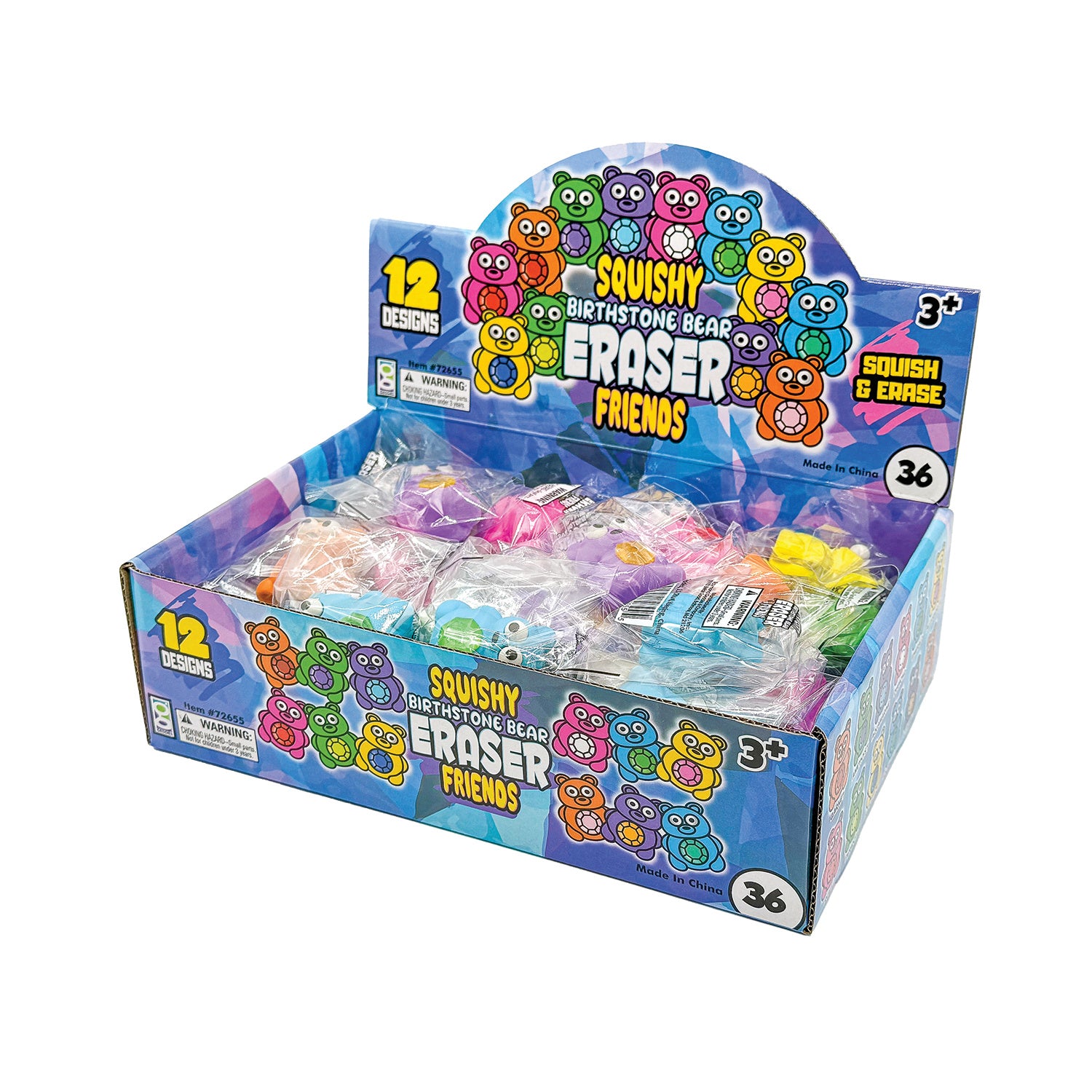 Squishy Birthstone Bear Eraser Friends - 36 per display